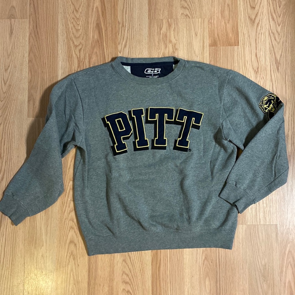 Pitt Panther Crew Neck Gray Sweatshirt, Size S